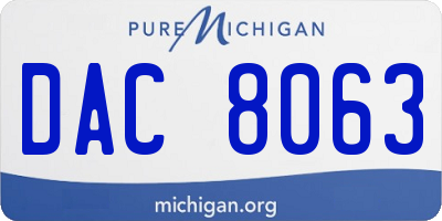 MI license plate DAC8063