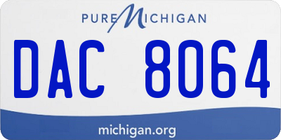 MI license plate DAC8064