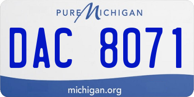 MI license plate DAC8071