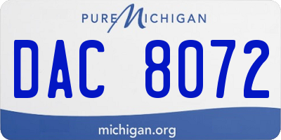 MI license plate DAC8072