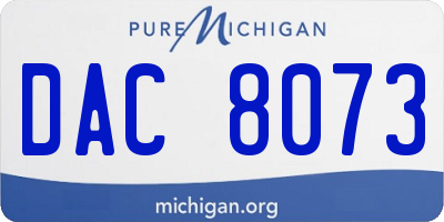 MI license plate DAC8073