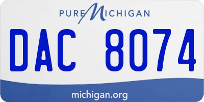 MI license plate DAC8074