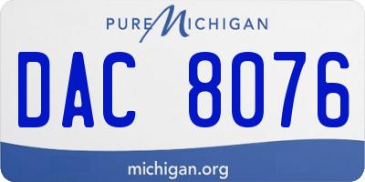 MI license plate DAC8076