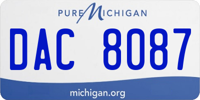 MI license plate DAC8087