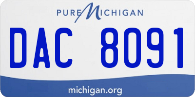 MI license plate DAC8091