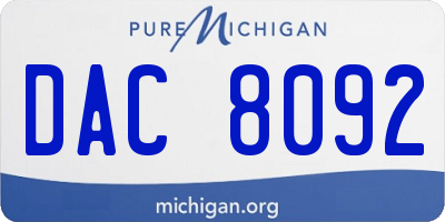 MI license plate DAC8092
