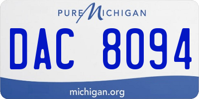 MI license plate DAC8094