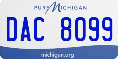 MI license plate DAC8099