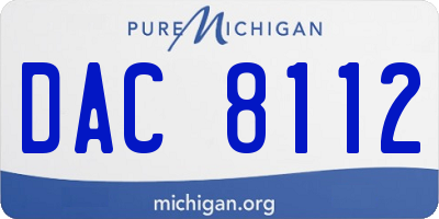 MI license plate DAC8112