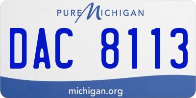 MI license plate DAC8113