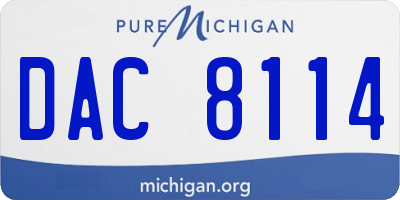 MI license plate DAC8114
