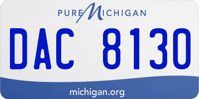 MI license plate DAC8130