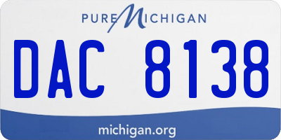 MI license plate DAC8138