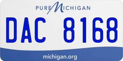 MI license plate DAC8168