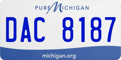 MI license plate DAC8187