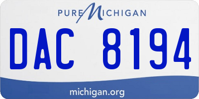 MI license plate DAC8194