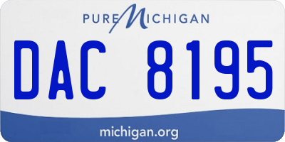 MI license plate DAC8195