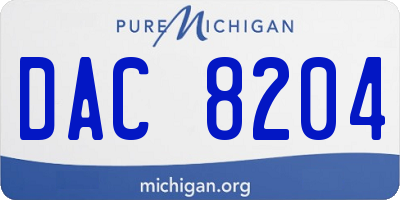MI license plate DAC8204