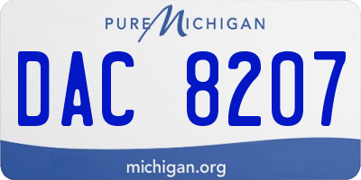 MI license plate DAC8207