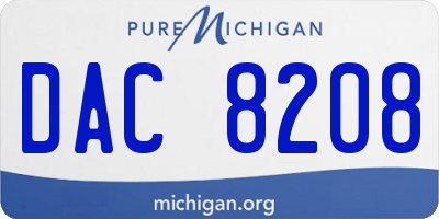MI license plate DAC8208