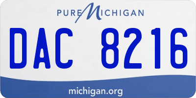 MI license plate DAC8216