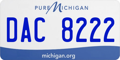 MI license plate DAC8222