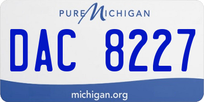 MI license plate DAC8227