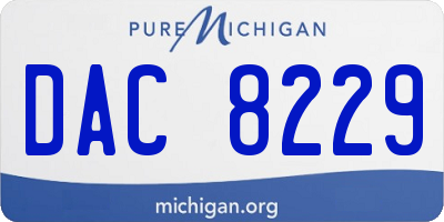 MI license plate DAC8229