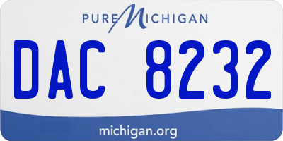MI license plate DAC8232