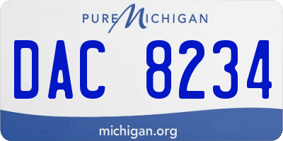 MI license plate DAC8234