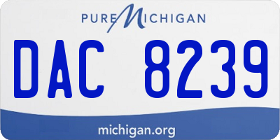 MI license plate DAC8239