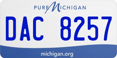 MI license plate DAC8257