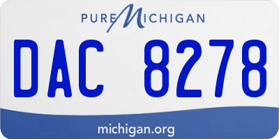 MI license plate DAC8278