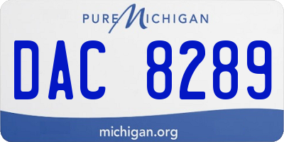 MI license plate DAC8289