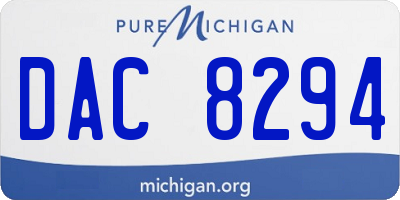MI license plate DAC8294
