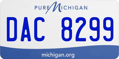 MI license plate DAC8299