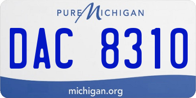 MI license plate DAC8310