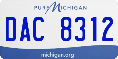 MI license plate DAC8312