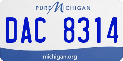 MI license plate DAC8314