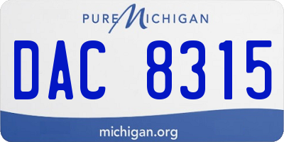 MI license plate DAC8315