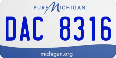 MI license plate DAC8316