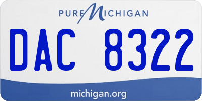 MI license plate DAC8322