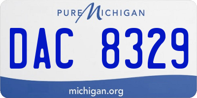 MI license plate DAC8329