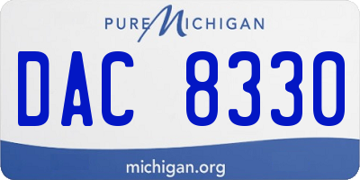 MI license plate DAC8330