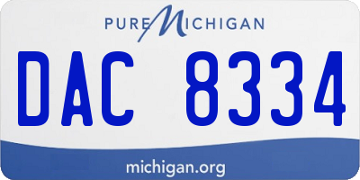 MI license plate DAC8334