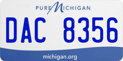 MI license plate DAC8356