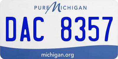 MI license plate DAC8357
