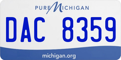 MI license plate DAC8359