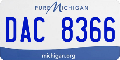 MI license plate DAC8366
