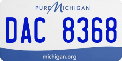 MI license plate DAC8368
